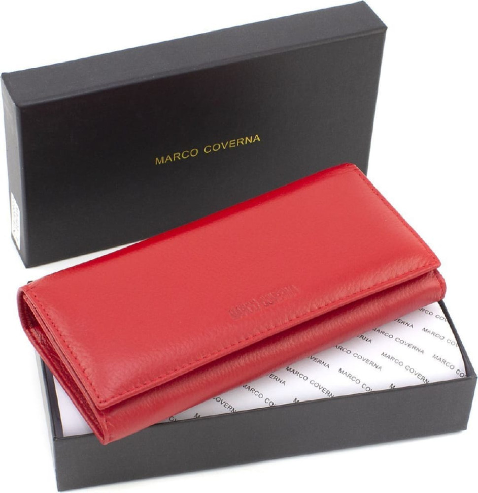 Red women`s wallet made of genuine textured leather Marco Coverna MA501-1 Red