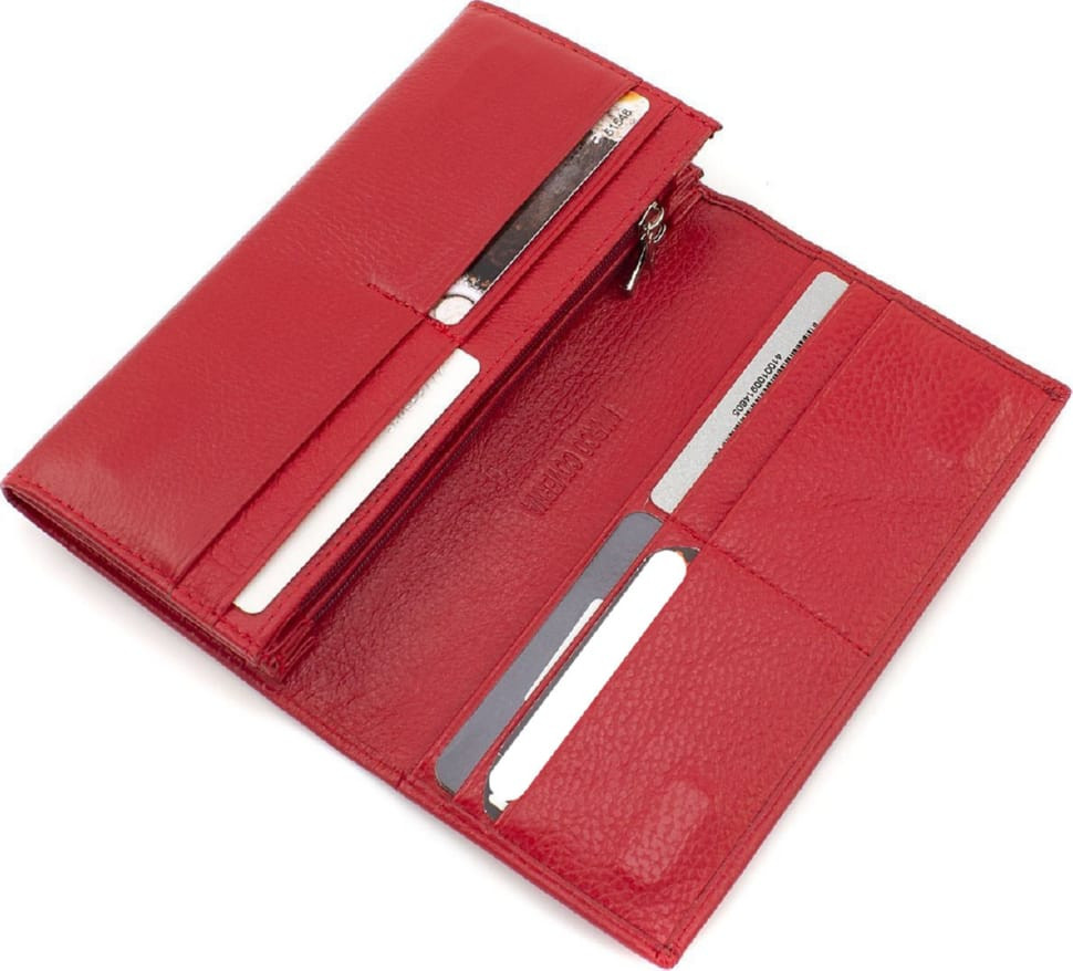 Red women`s wallet made of genuine textured leather Marco Coverna MA501-1 Red