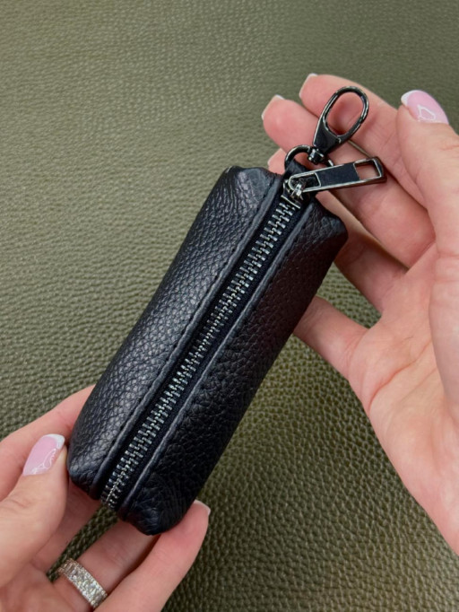 Ключниця з натуральної зернистої шкіри MINI (чорна)