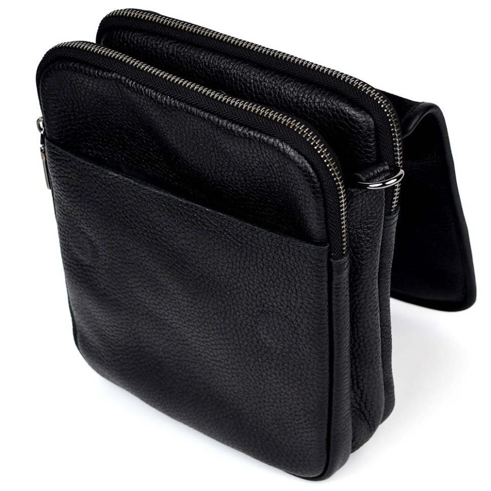 Чоловіча сумка через плече на три відділення месенджер Limary Lim-015FA чорний флотар