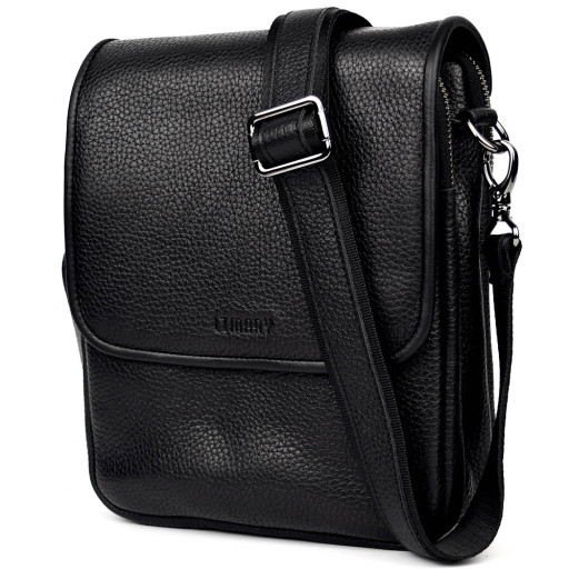 Чоловіча сумка через плече на три відділення месенджер Limary Lim-015FA чорний флотар