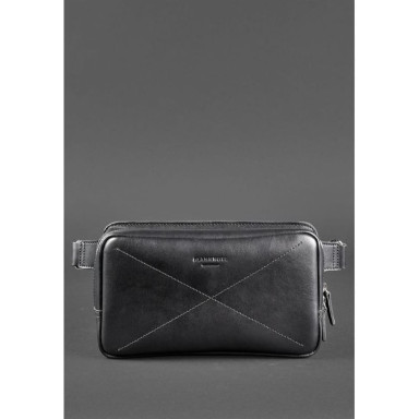 Мужская кожаная поясная сумка Dropbag Maxi черная Krast