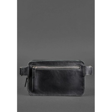 Мужская кожаная поясная сумка Dropbag Maxi черная Krast