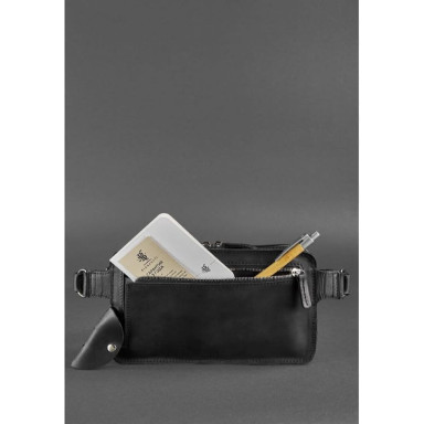 Dropbag Maxi Leather Belt Bag black Crazy Horse