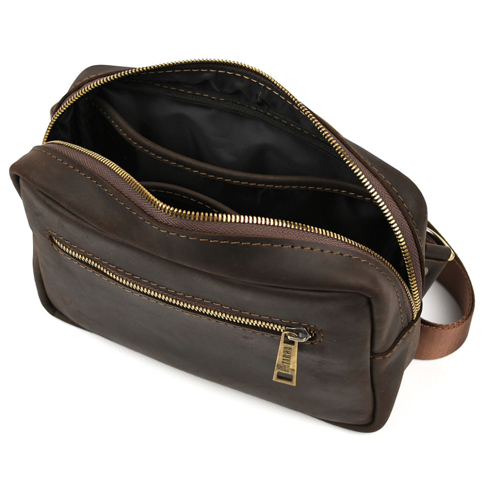 Шкіряна сумка через плече RC-7312-4lx TARWA коричневий крейзі хорс