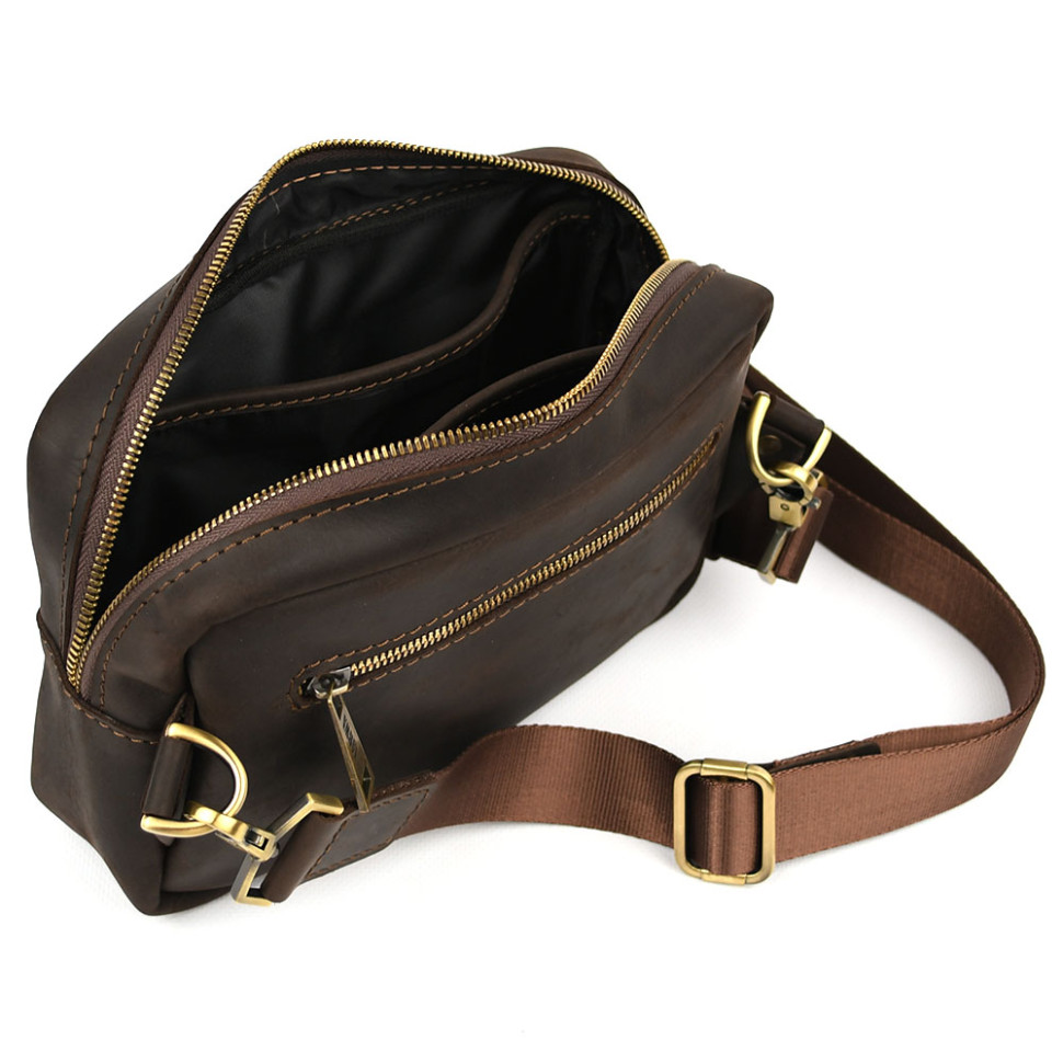 Шкіряна сумка через плече RC-7312-4lx TARWA коричневий крейзі хорс