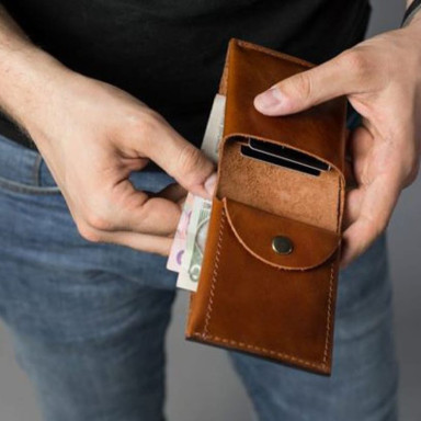 Mini Leather Wallet with Coin Holder light brown