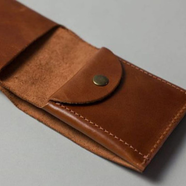 Mini Leather Wallet with Coin Holder light brown