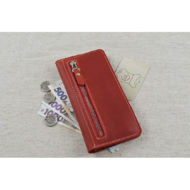 Женский кожаный кошелек купюрник BGS красный BGS3265