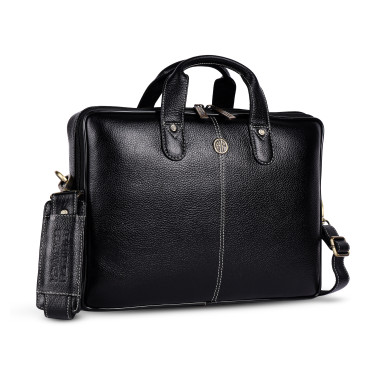 13 Hammonds Flycatcher LB105 Black Leather Laptop Bag