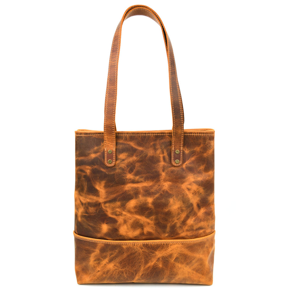 Leather shopper bag TARWA RY-3450-4lx red vintage