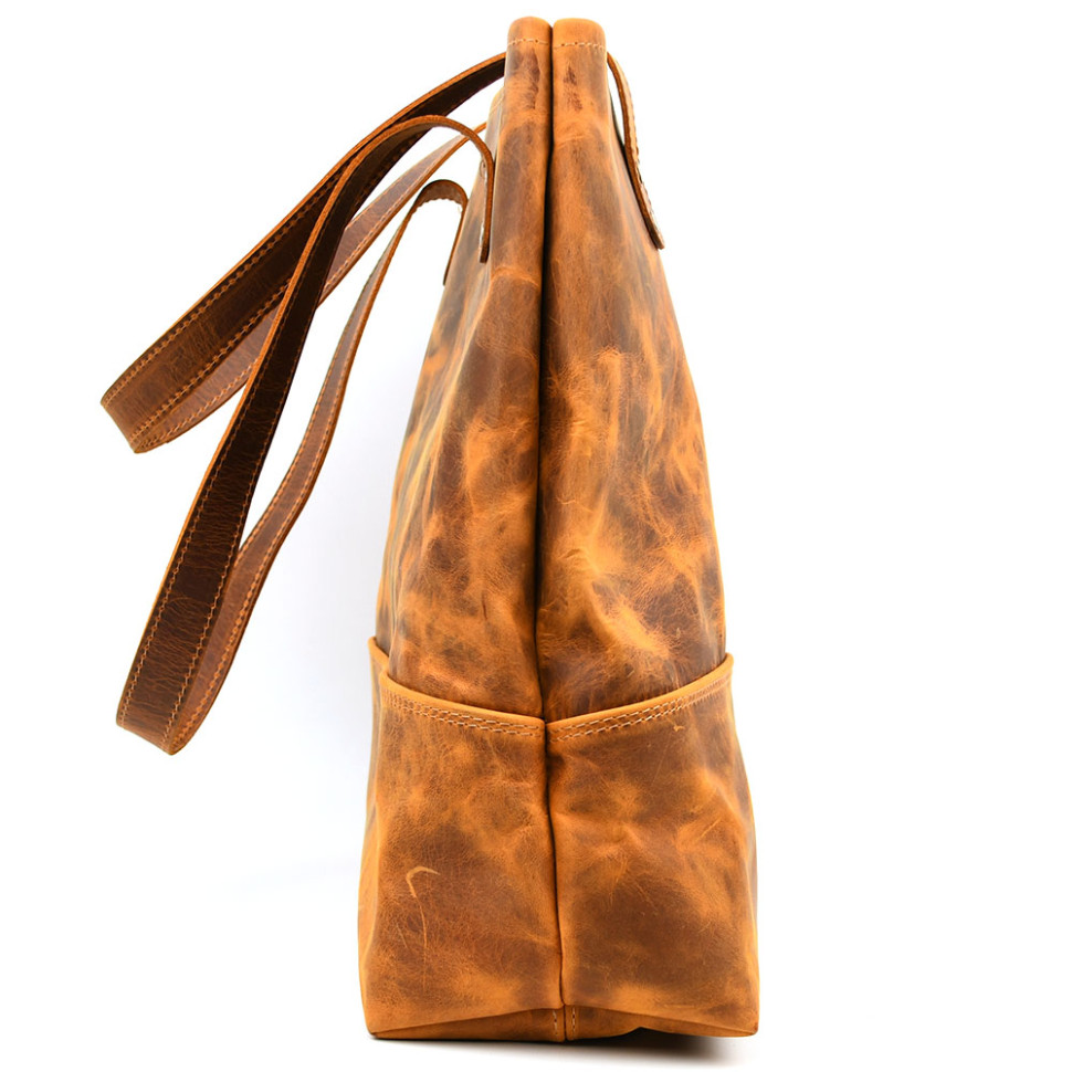 Leather shopper bag TARWA RY-3450-4lx red vintage