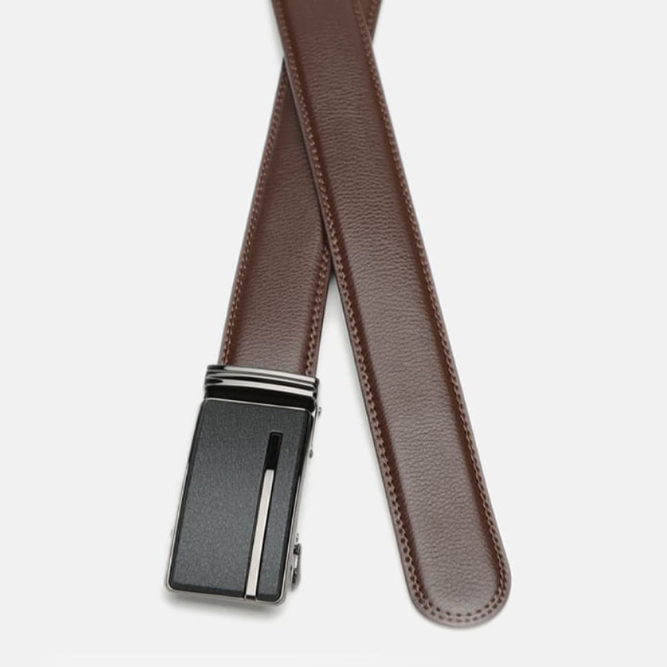 Men's leather belt with automatic buckle CV1335-5-brown
