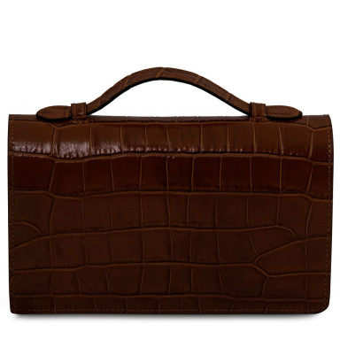 Opera Croque Croc print leather clutch with chain strap