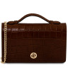 Opera Croque Croc print leather clutch with chain strap