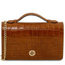 Opera Croque Croc print leather clutch with chain strap