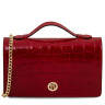 Opera Croque Croc print leather clutch with chain strap