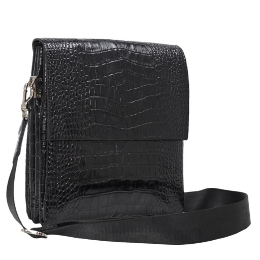 Сумка чоловіча шкіряна BOND 1363-356 чорний кроко