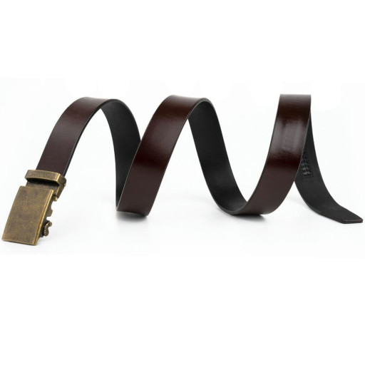 Ремінь чоловічий з латунною пряжкою автомат Vintage 20264 Коричневий