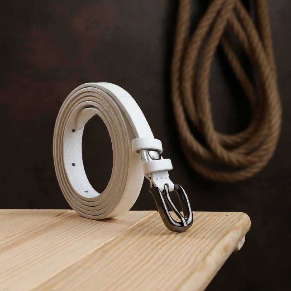 Шкіряний жіночий ремінь Vintage 20762 Білий