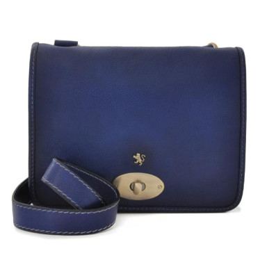 Pratesi B122/27 BL - Cross Body Bag Portalettere Small in cow leather Bruce Blue