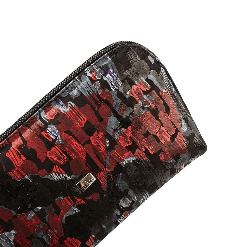 Косметичка шкіряна Desisan 1-888 сіро-червоні квіти