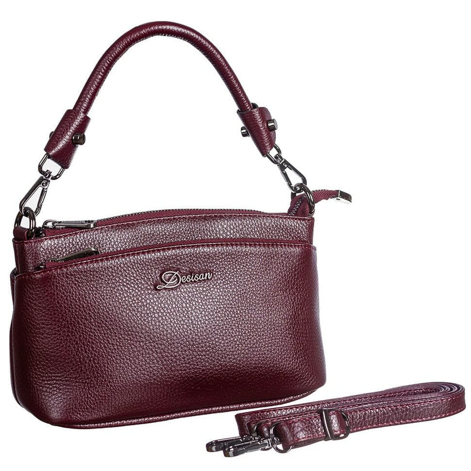 Сумка жіноча шкіряна Desisan 2043-339 бордо флотар