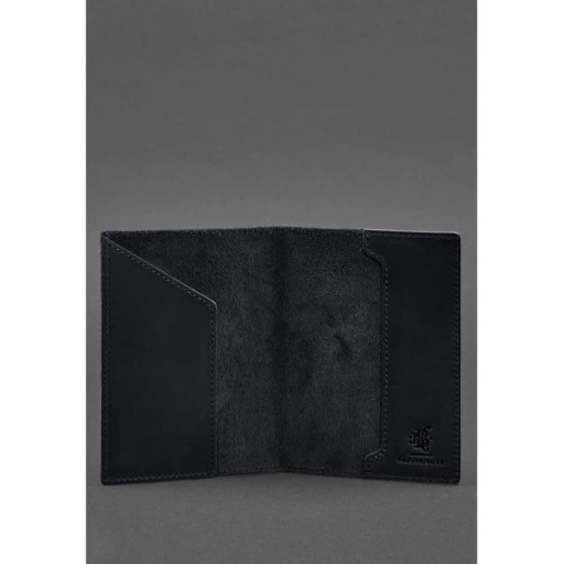 Шкіряна обкладинка для паспорта з австрійським гербом темно-синя Crazy Horse