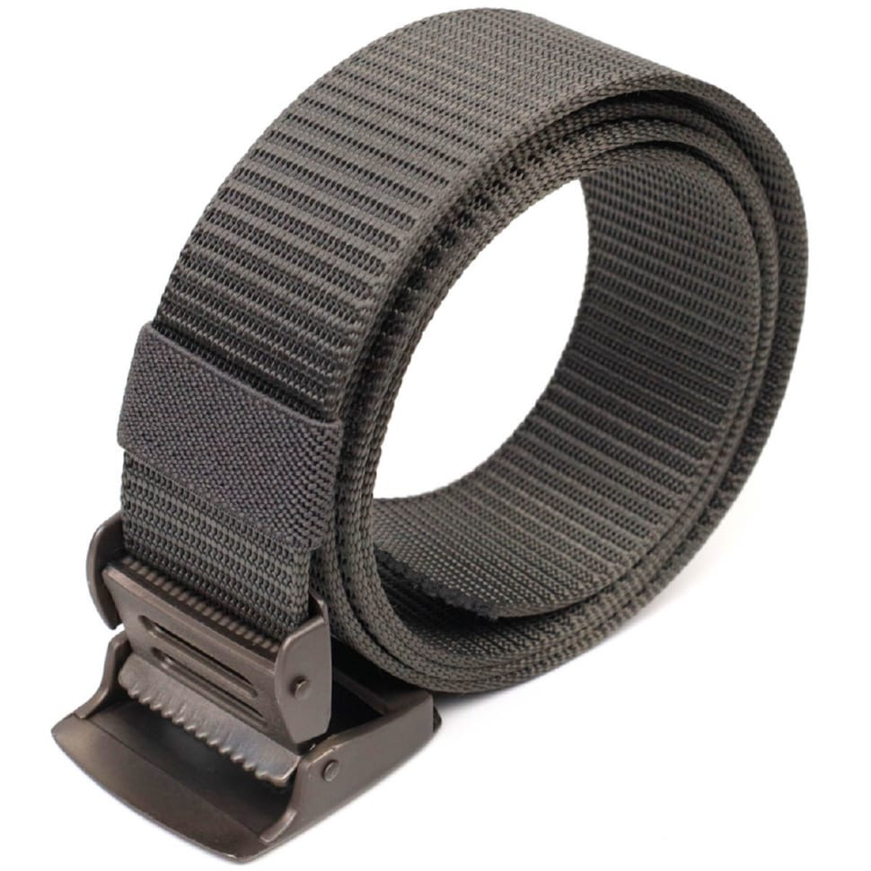 Практичний чоловічий ремінь з металевою пряжкою з текстилю 20597 Vintage Сірий