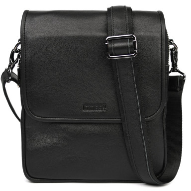 Mens shoulder bag with three compartments messenger Limary Lim-015GA black Nappa