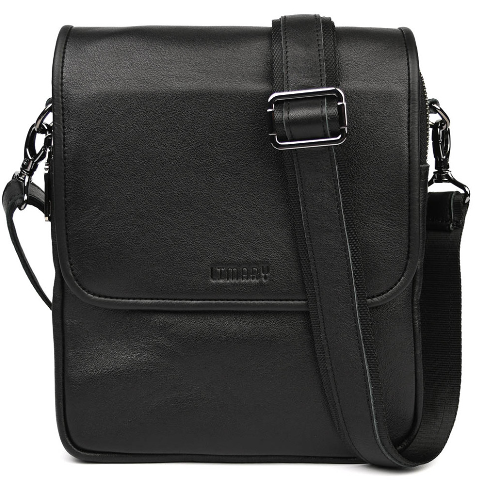 Чоловіча сумка через плече на три відділення месенджер Limary Lim-015GA чорна Наппа