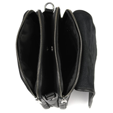 Mens shoulder bag with three compartments messenger Limary Lim-015GA black Nappa