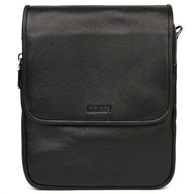 Mens shoulder bag with three compartments messenger Limary Lim-015GA black Nappa
