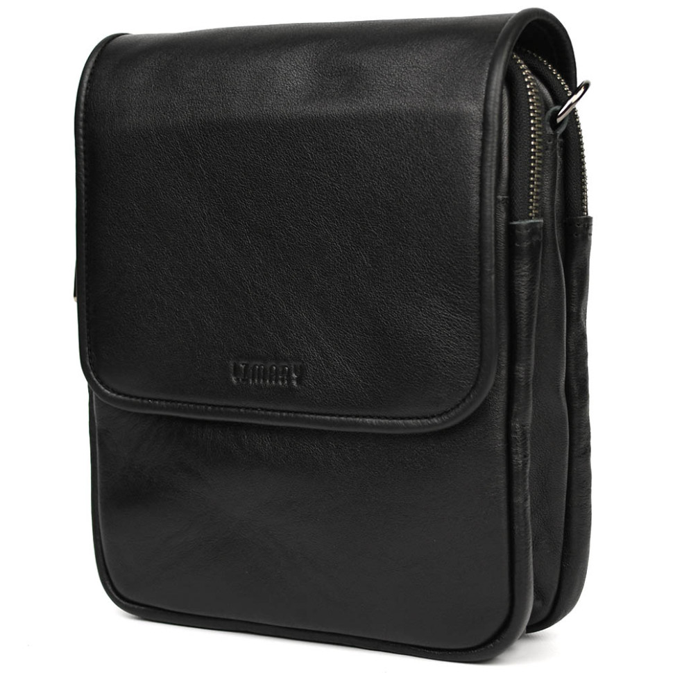 Чоловіча сумка через плече на три відділення месенджер Limary Lim-015GA чорна Наппа