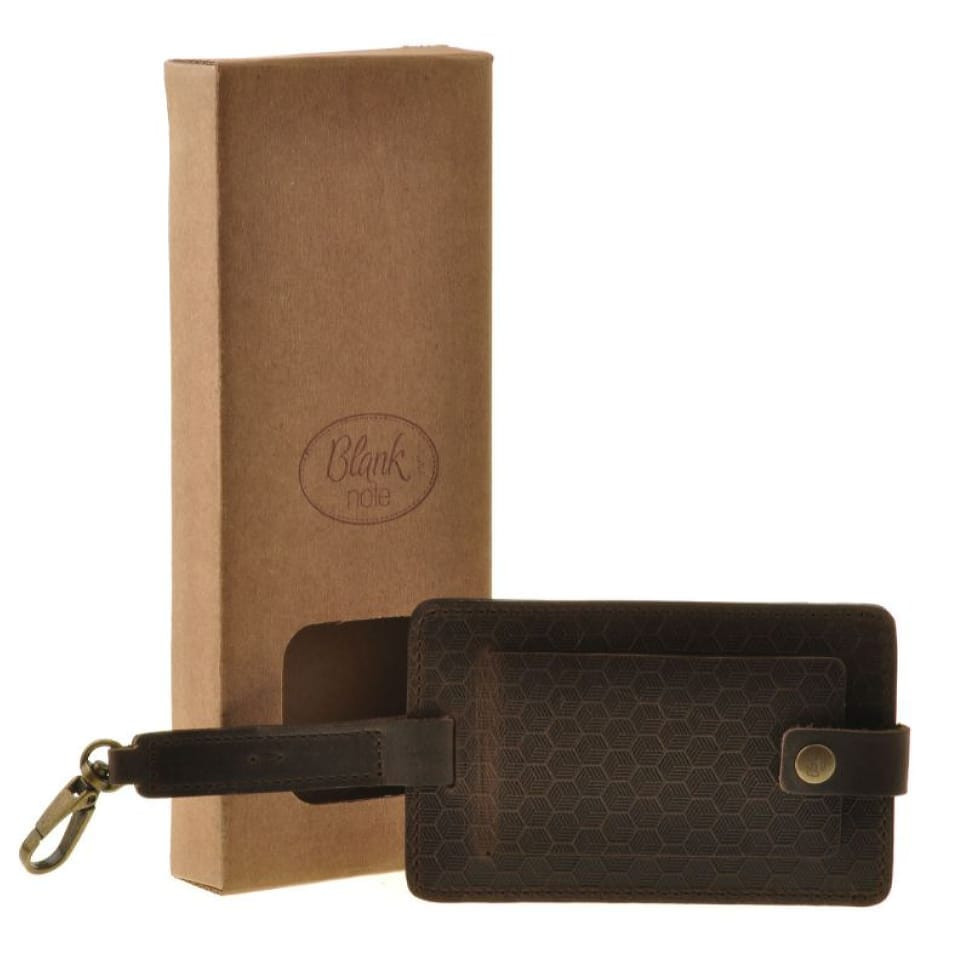 Шкіряна бирка для багажу Бланк-тег темно-коричневий Карбон