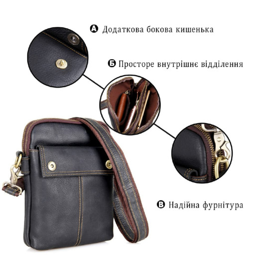 Сумка чоловіча Vintage 14408 Чорна