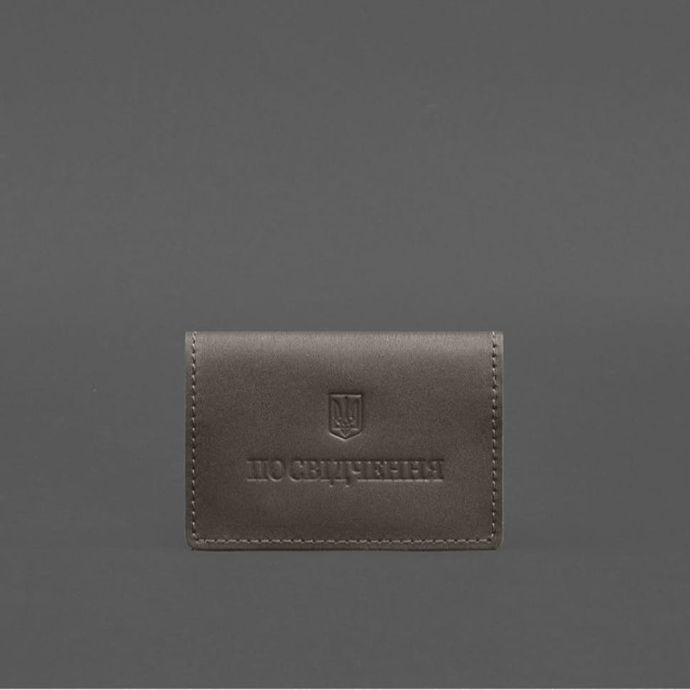 Шкіряна обкладинка для пенсійного посвідчення темно-бежева