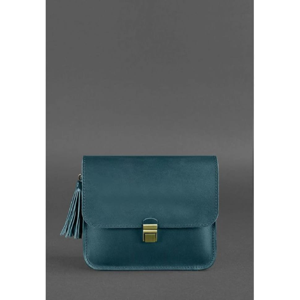 Шкіряна жіноча бохо сумка Лілу зелена