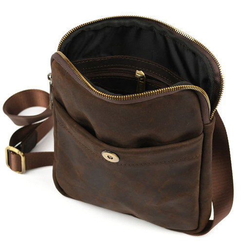 Шкіряна сумка через плече RC-0061-4lx TARWA коричневий крейзі хорс