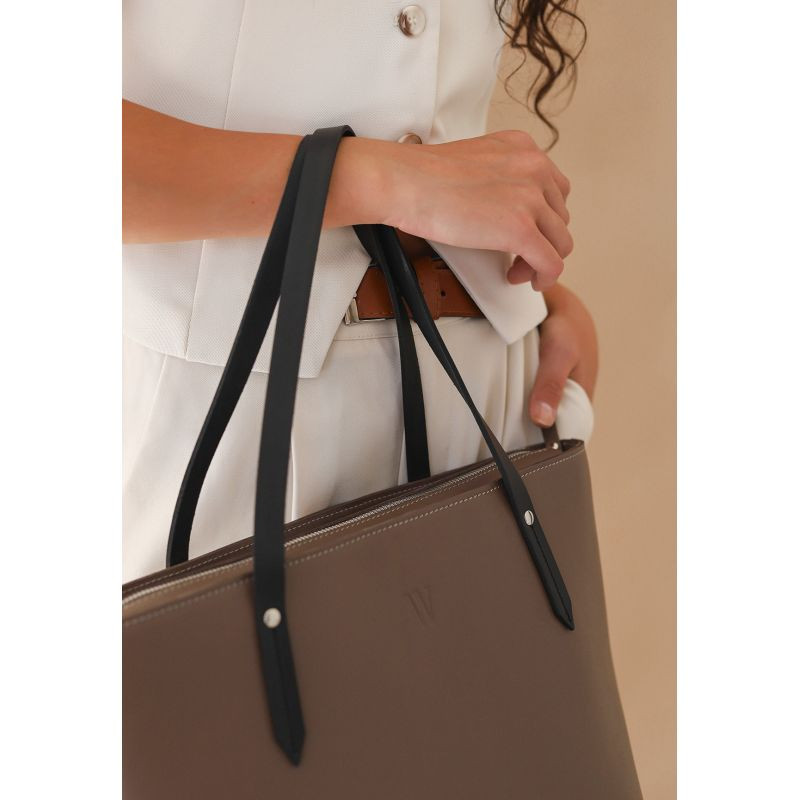 Walker Mini Leather Shopper in Dark Beige Crust
