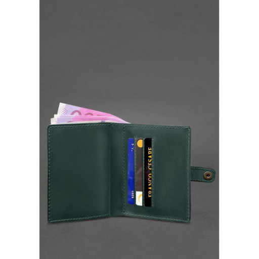 Шкіряна обкладинка-портмоне для посвідчення офіцера 11.0 зелена Crazy Horse