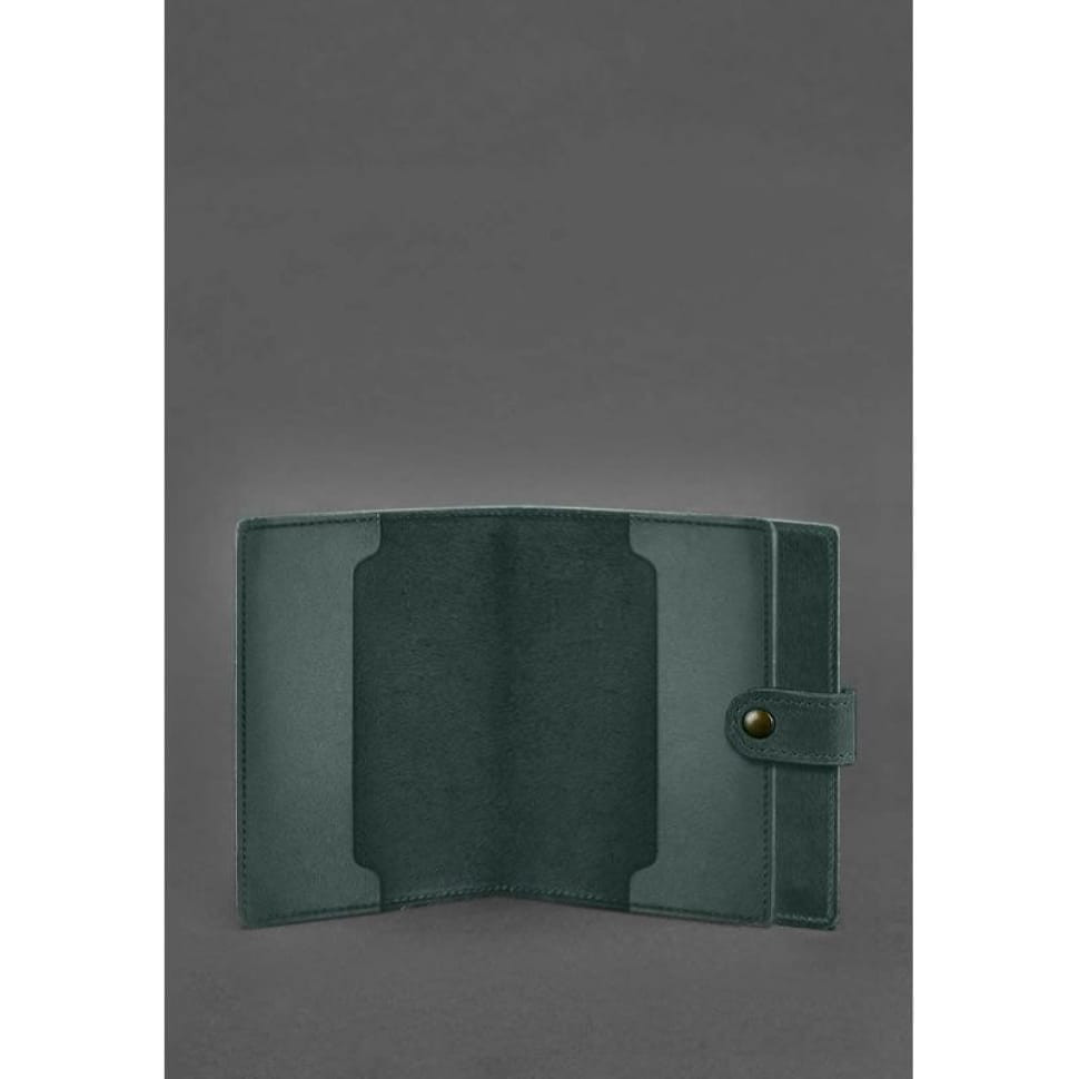 Кожаная обложка-портмоне для удостоверения офицера 11.0 зеленая Crazy Horse