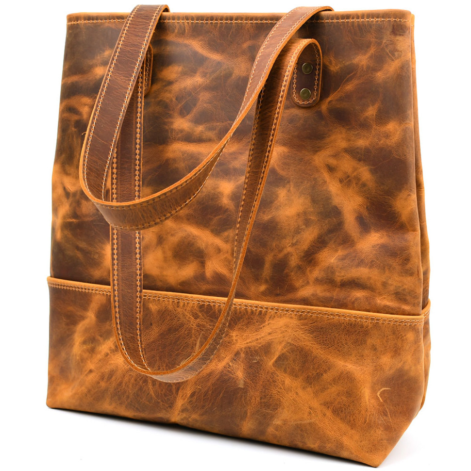 Leather shopper bag TARWA RY-3451-4lx red vintage unlined