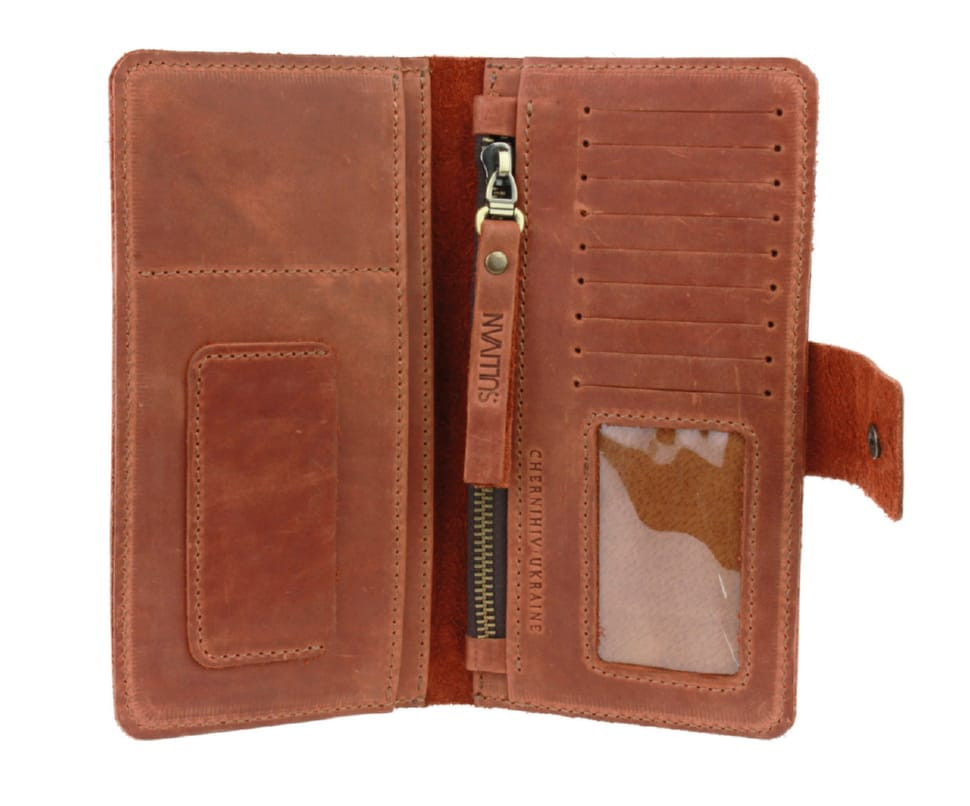 Womens leather wallet for passport SULLIVAN 80223(10) light brown