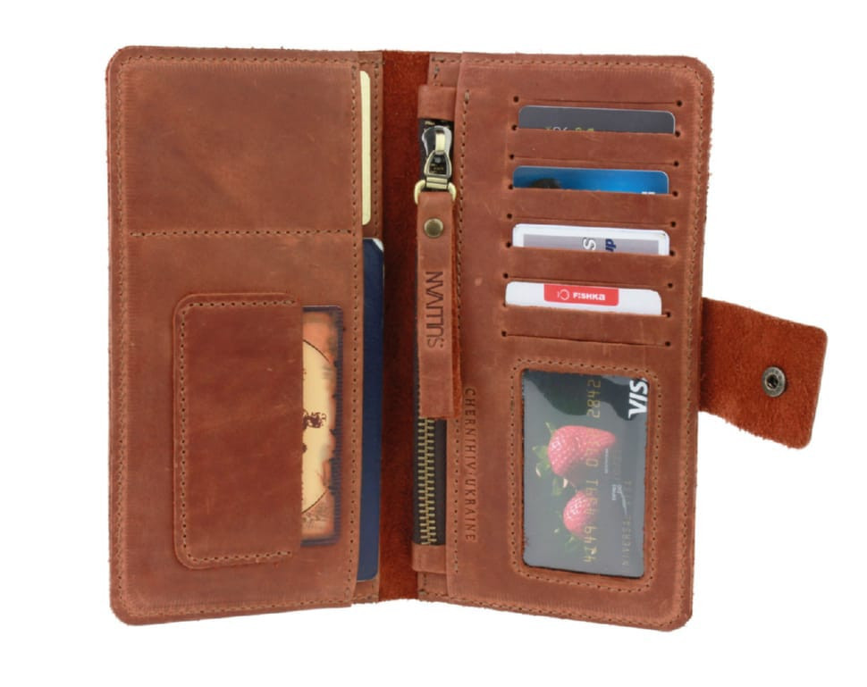 Womens leather wallet for passport SULLIVAN 80223(10) light brown
