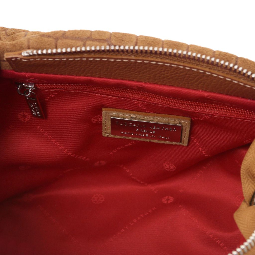 Nora Cocoon Suede leather handbag with croc print