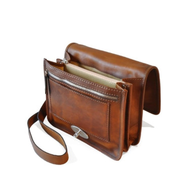 Pratesi BMA122/27 - Cross Body Bag Portalettere Small in cow leather Bruce Brown