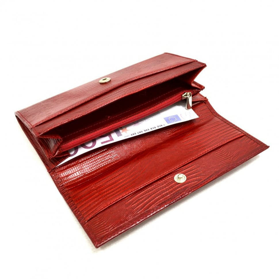 Жіноче портмоне з натуральної шкіри CANPEL 2030-15 червоний лазер