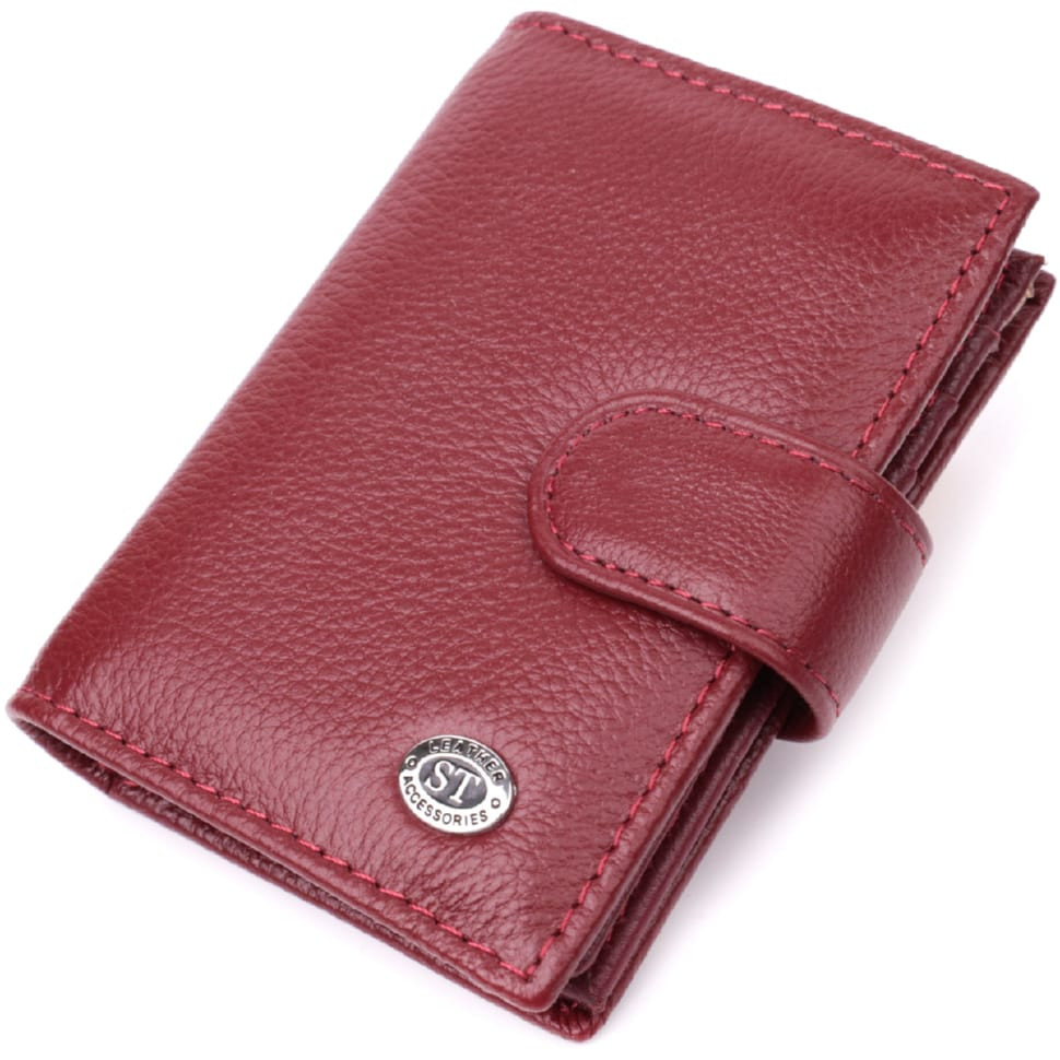 Практичная визитница из натуральной кожи ST Leather 22468 Бордовый