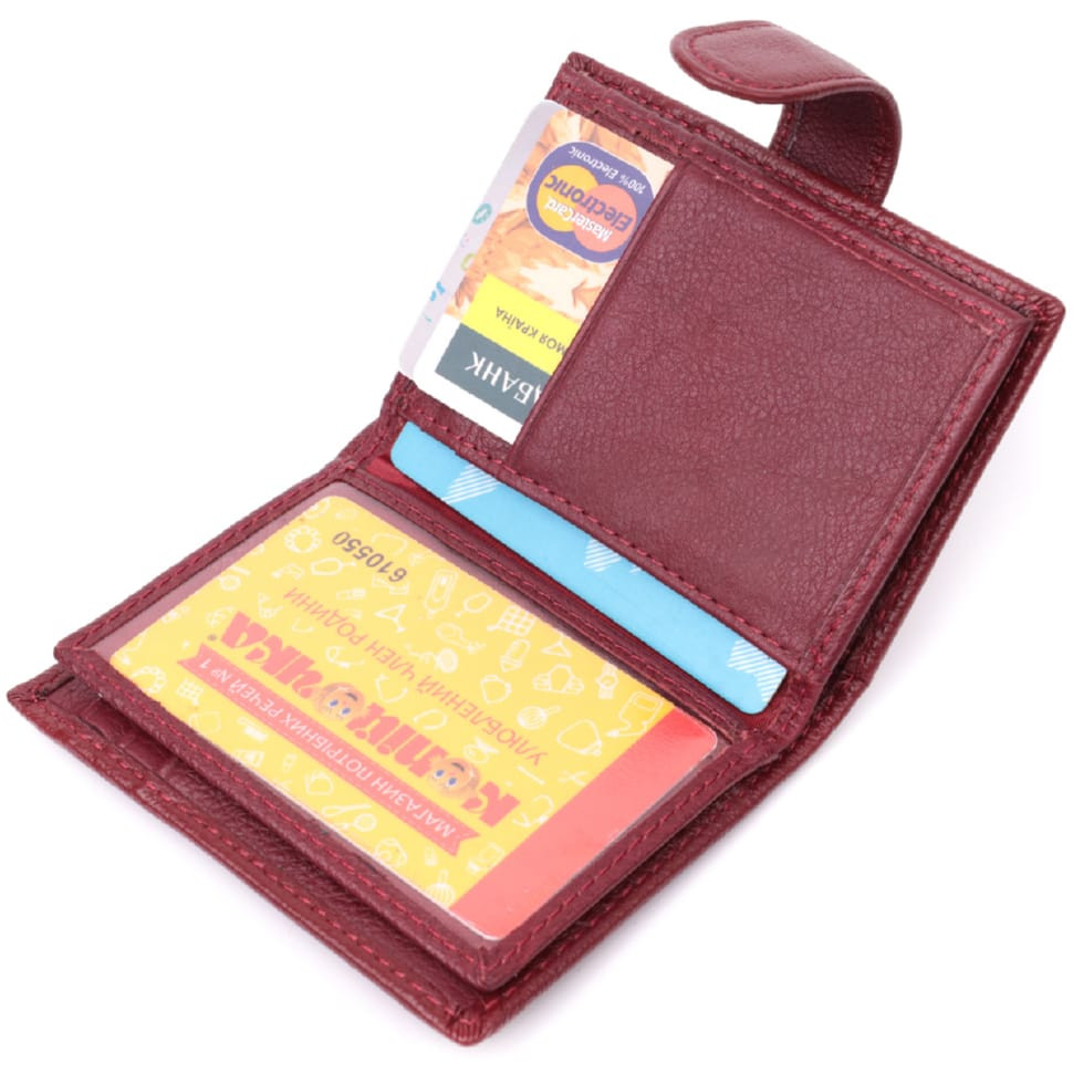 Практичная визитница из натуральной кожи ST Leather 22468 Бордовый